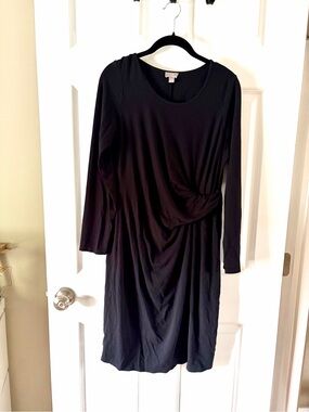 JJill Black Long-Sleeve Twist-Front Dress